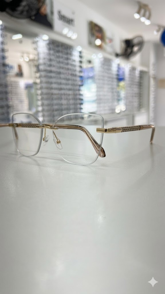 Armação semi-aro dourada elegante